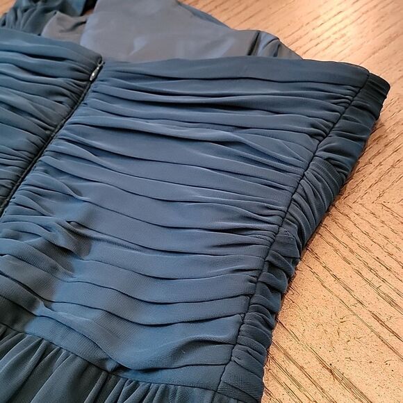 Teal green one shoulder evening gown petite Alex evenings size 12P - Picture 8 of 16